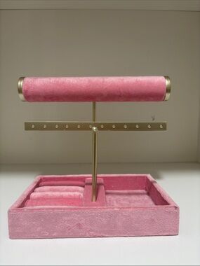Marshalls Pink Velvet Jewelry Organizer with Gold-Tone Accents